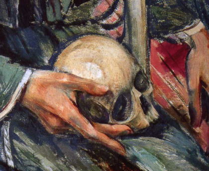 中村彝「頭蓋骨を持てる自画像」1923-24.jpg
