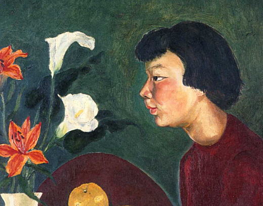 岸田麗子「花と少女」1955部分.jpg