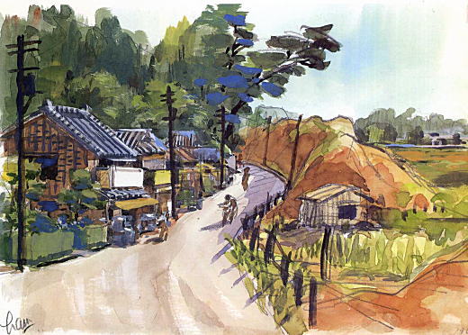 濱田煕「山手線側から諏訪神社の方角を見る」1938.jpg